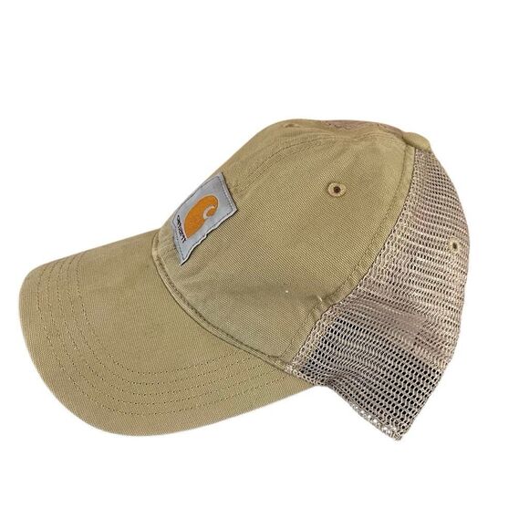 CARHARTT Canvas Mesh-Back Buffalo Cap Hat • Khaki 100286 Snapback Trucker - Picture 2 of 6